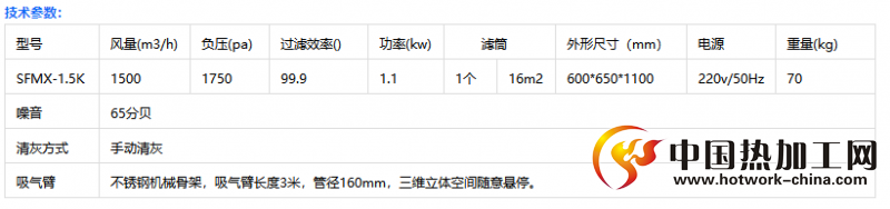 移动式单臂烟尘净化器技术参数