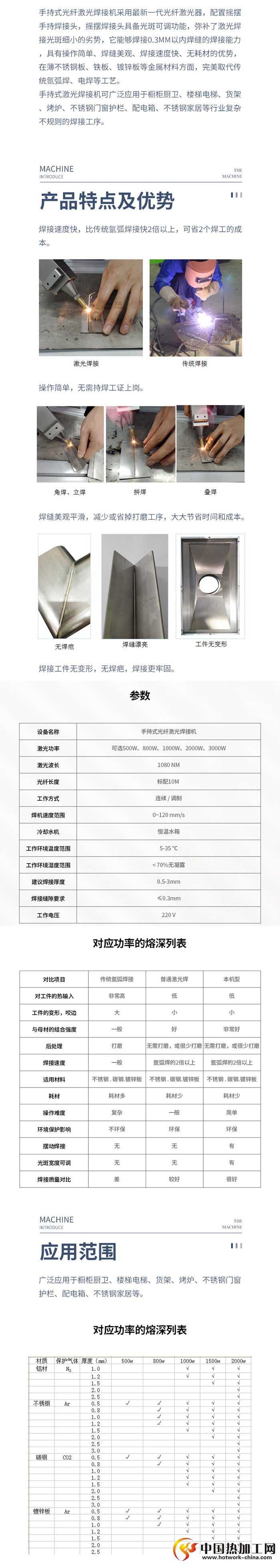 手持光纤激光焊接机特点及技术参数