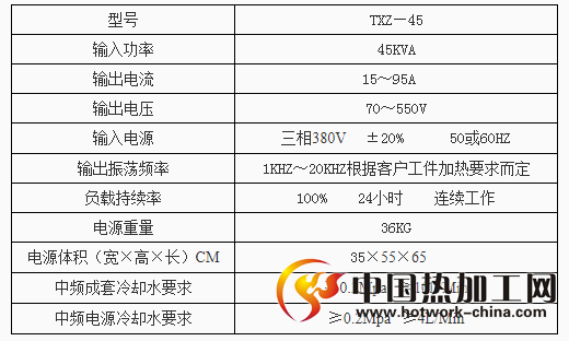 中频加热设备技术参数